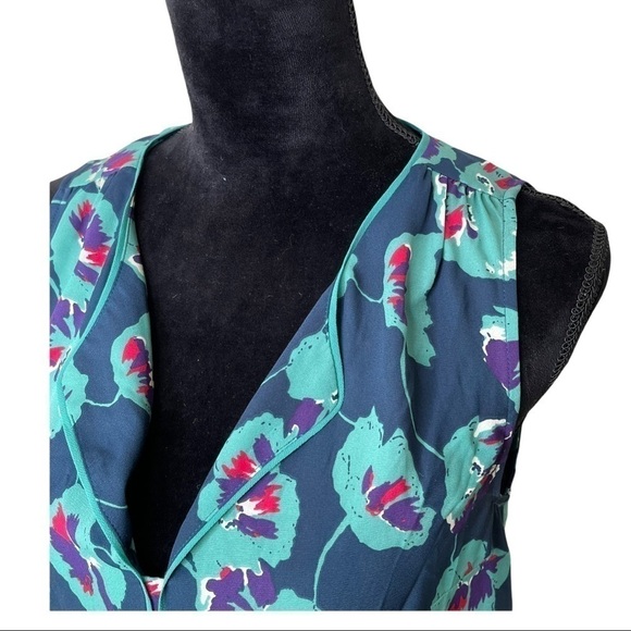 ModCloth Floral Tank Sleeveless Top V Neck Small - Picture 3 of 6